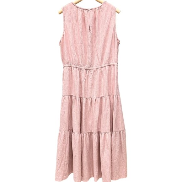 Calvin Klein MSRP $72 Tiered Midi Dress Soft Pink Drawstring Waist Flowy XL NEW - Picture 2 of 9